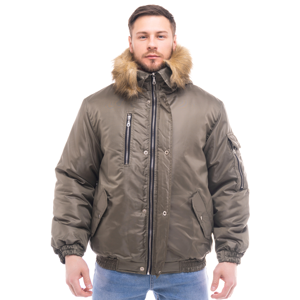 Куртка утеплённая мужская «АЛЯСКА» короткая цвет: хаки - ПОД ЗАКАЗ