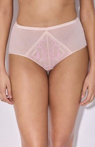 Телесные высокие трусики Glossy Iris с цветочным кружевом (Размер: 46) (Цвет: телесный)