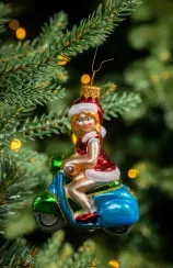 Елочное украшение Дама на мотоцикле, стекло, 11 см., 1 шт., Витус (А340)