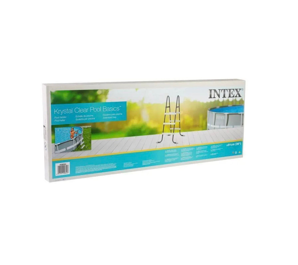 Лестница для бассейна Intex, четырехступенчатая с площадкой, цвет бирюзовый