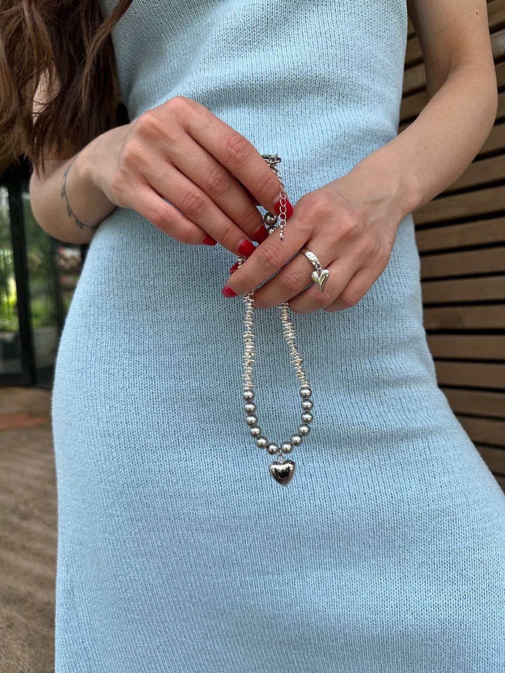 Колье Grey heart