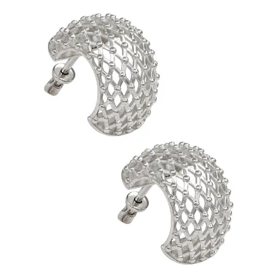 Серьги Сетка из серебра 925 пробы, вид 1