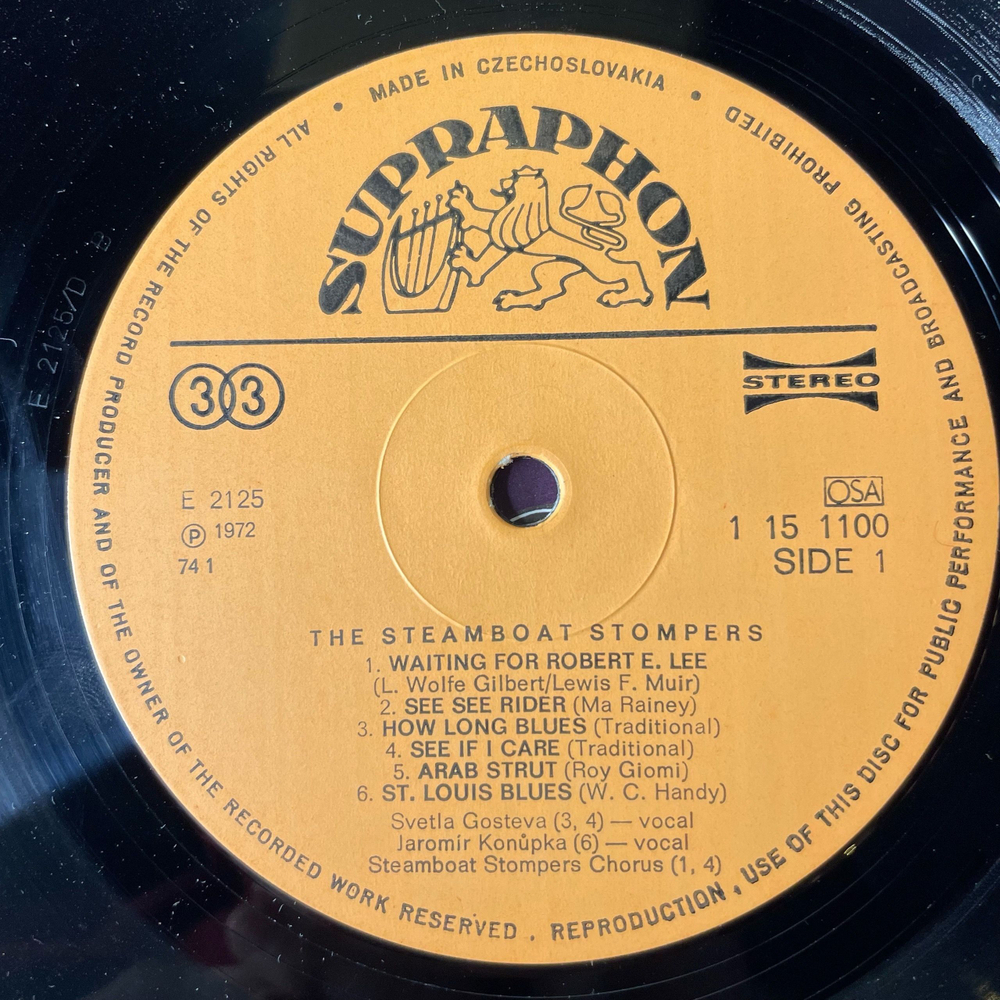 Винтажная виниловая пластинка LP The Steamboat Stompers, Featuring Svetla Gosteva (Чехословакия 1979)