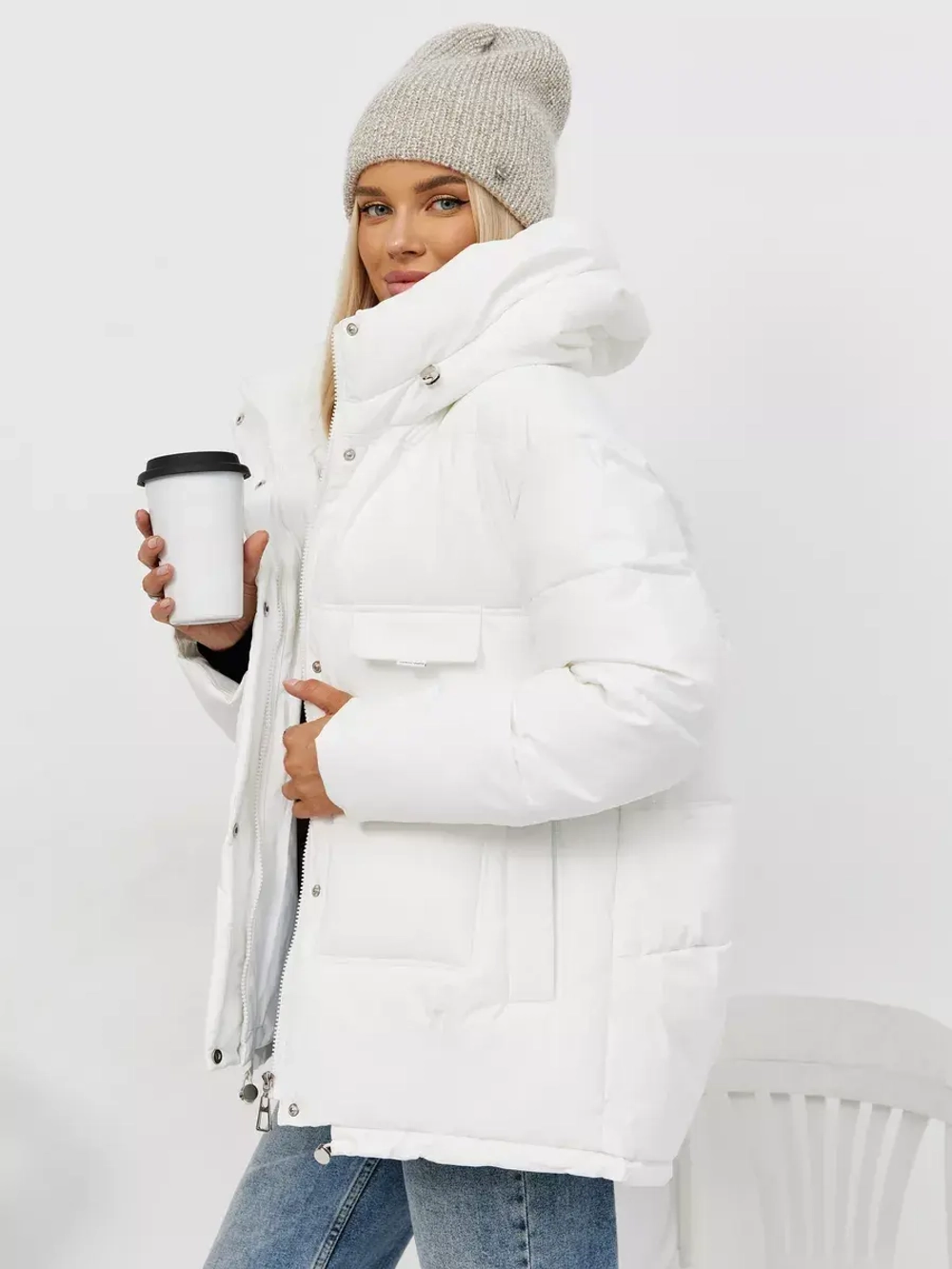 Шапка бини вязаная двойная без отворота