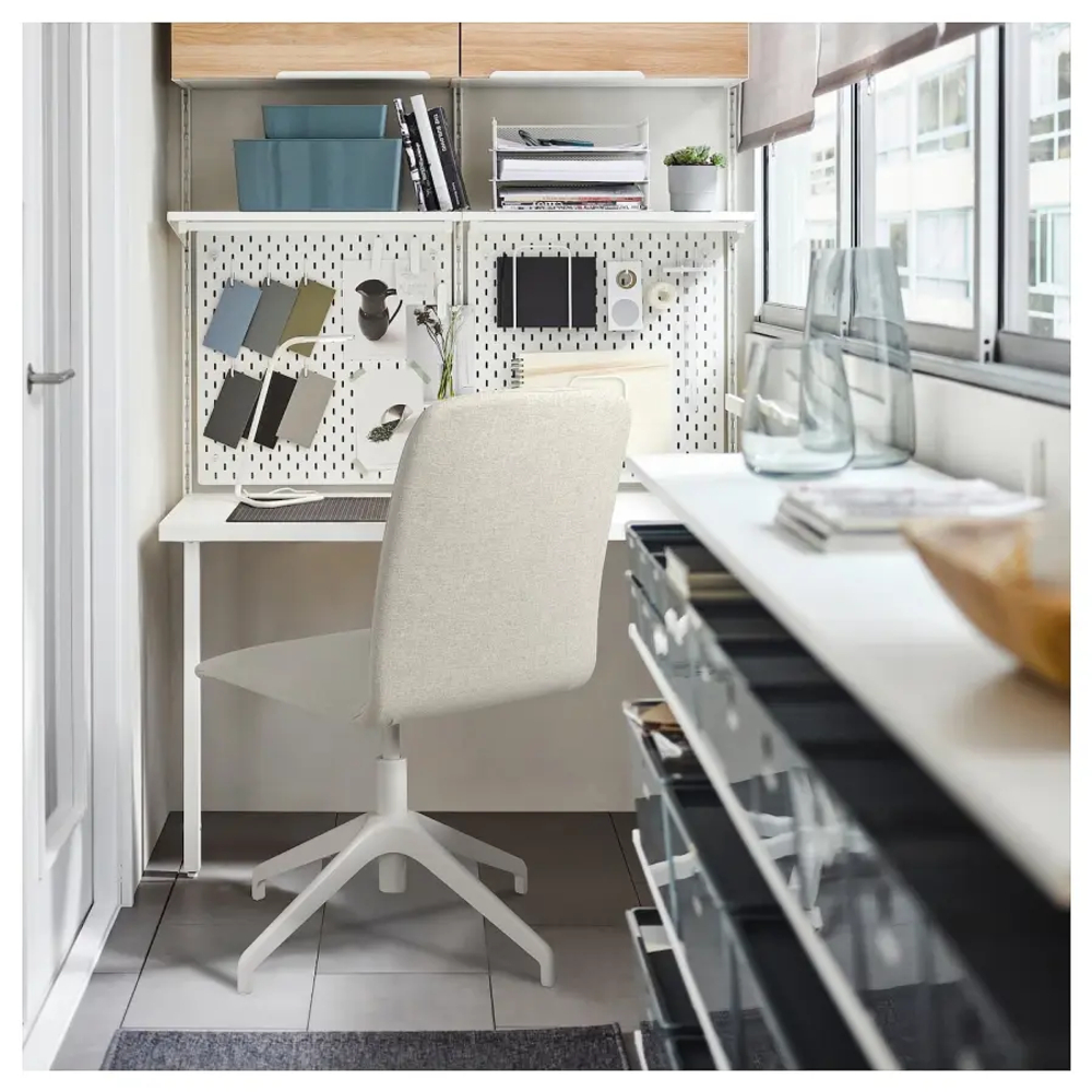Вращающееся кресло на колесиках - IKEA ERFJÄLLET/ERFJALLET/ЭРФЬЕЛЛЕ ИКЕА, 85х64х45 см, светло-серый