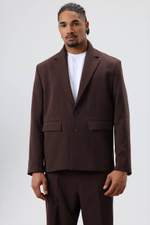 Однобортный коричневый оверсайз (УКОРОЧЕННЫЙ ПИДЖАК)