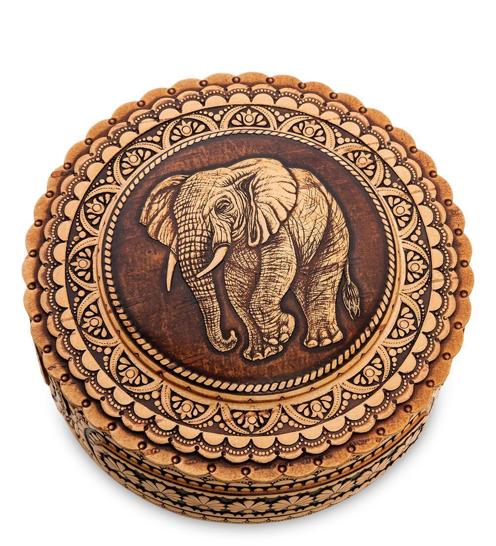 Народные промыслы BST-401/ 7 Шкатулка из бересты «Слон» (береста)