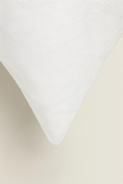 ZARA HOME ОДНОТОННЫЙ ЛЬНЯНОЙ ЧЕХОЛ ДЛЯ ДЕКОРАТИВНОЙ ПОДУШКИ, БЕЛЫЙ