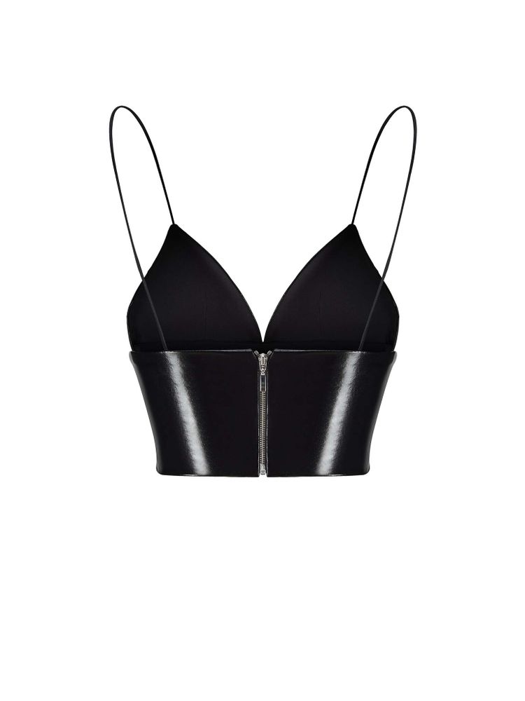 Укороченный топ-бюстье из лаке