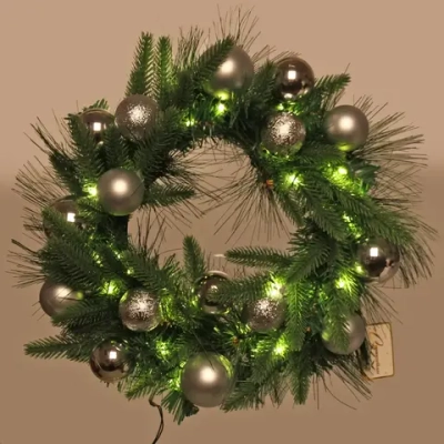 Венок хвойный «Сказочное чудо» d-40 см, ПВХ, литой ПВХ, Серебро