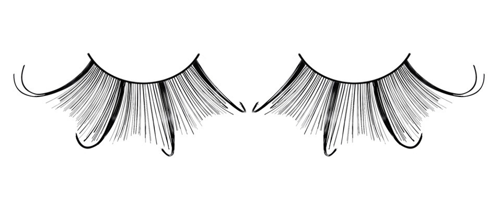 Черные ресницы-перья с изгибом (Цвет: черный)