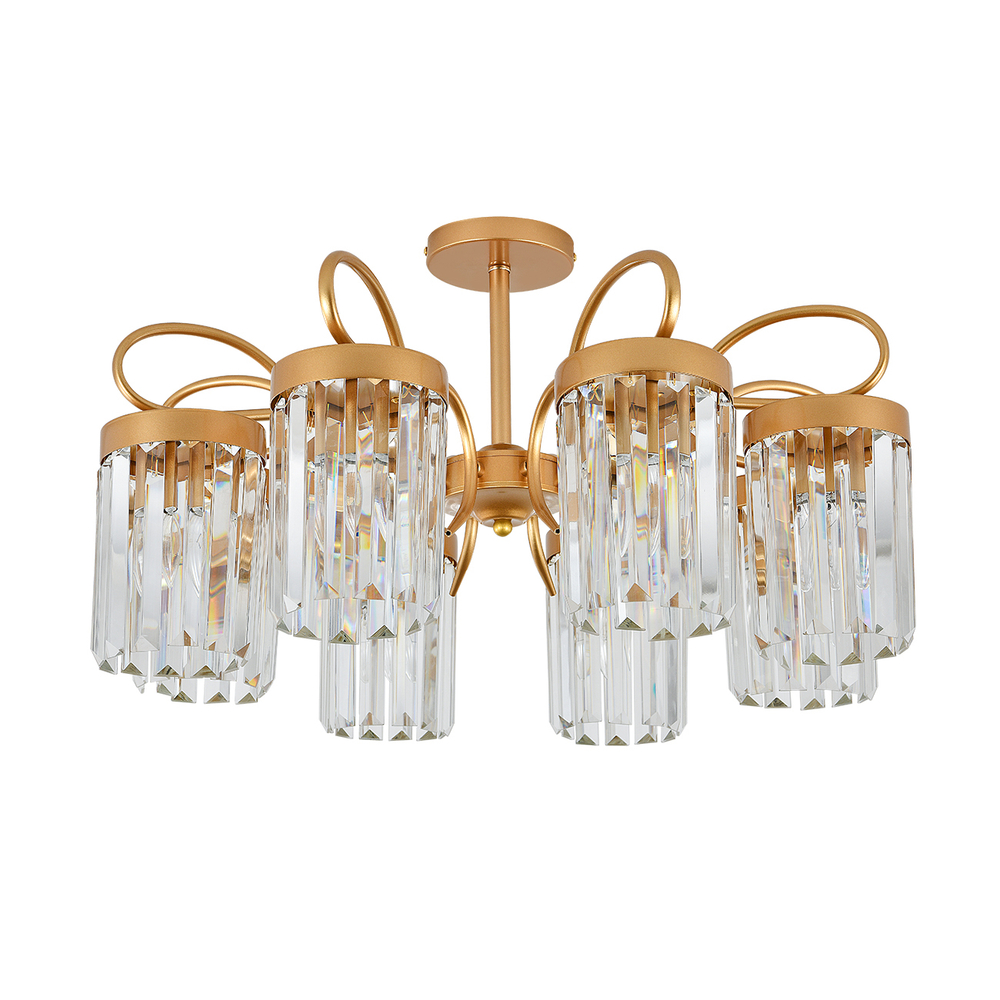 Люстра потолочная 8x40Вт E14, металл/хрусталь, шампань, прозрачный хрусталь