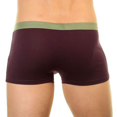 Мужские трусы-боксеры с окантовкой и резинкой оливкового цвета (Размер: XXL) (Цвет: бордовый)