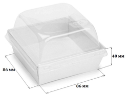 Упаковка ForGenika SmartPack 300 белый с купольной крышкой 86*86*40 (50шт/300) (Дно+Крышка)