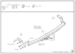 Оцинкованный фаркоп на Hyundai i20 2008-2014 (без электрики), Galia H080A