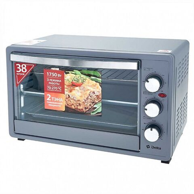 Мини-духовка электрическая, Delta, 38 л, 1750 Вт, 3 реж, сер, D-001