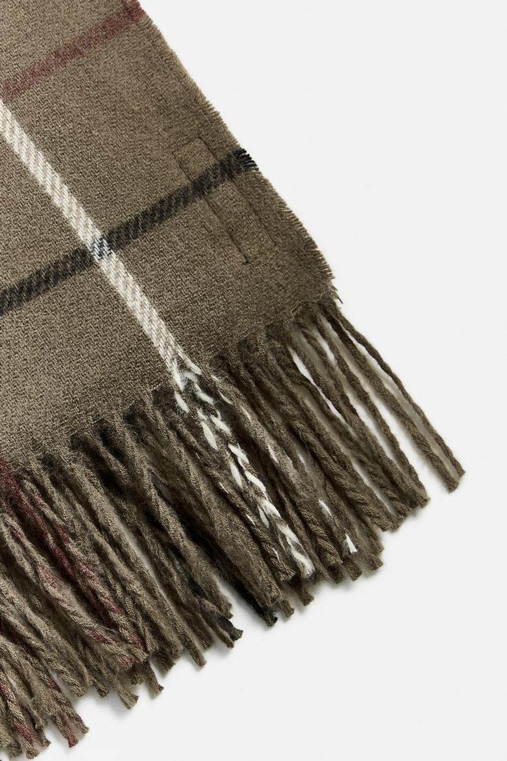 ZARA ШАРФ В КЛЕТКУ, СЕРОВАТО-КОРИЧНЕВЫЙ