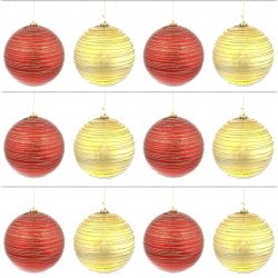 GAEM Набор из 12шт Украшение новогоднее Шар "Золотистая спираль", D10 см, L44 W33 H10,5 см