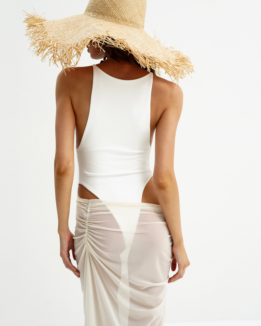 №046 Юбка макси с разрезом (молочный)