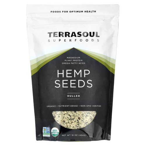 Terrasoul Superfoods, семена конопли, очищенные, 454 г (16 унций)
