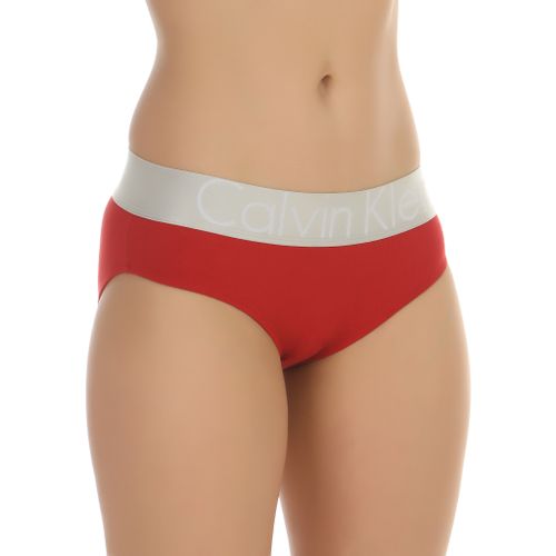 Женские трусы слипы красные с белыми буквами Calvin Klein Women Steel Red