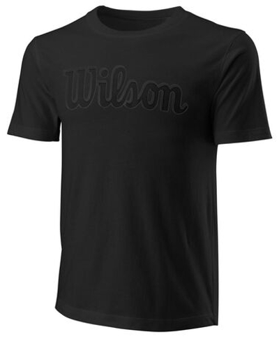 Мужская теннисная футболка Wilson Script Eco Cotton Tee Slimfit - black/black