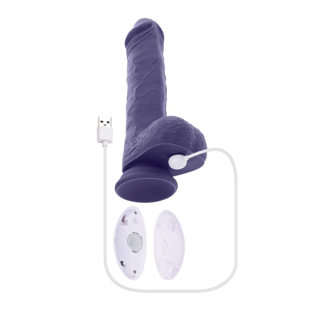 Фиолетовый вибратор на присоске с поступательными движениями Pleasure Rider - 22,2 см. (Цвет: фиолетовый)