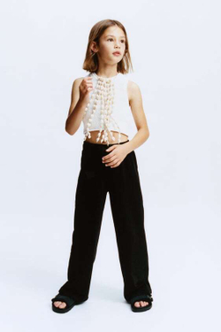 ZARA СВОБОДНЫЕ БРЮКИ С ЗАВЯЗКОЙ НА ТАЛИИ, ЧЕРНЫЙ