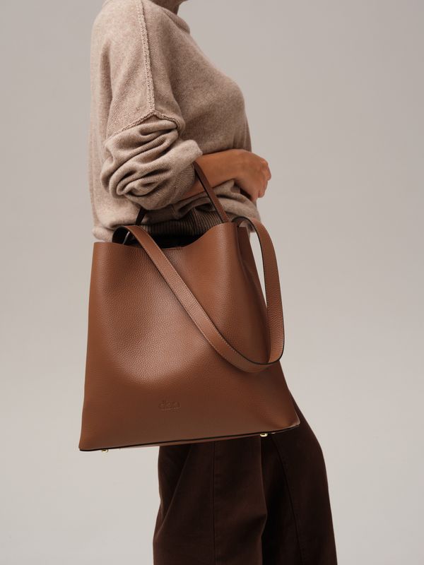 Кожаная сумка шоппер DBR 30948 темный орех