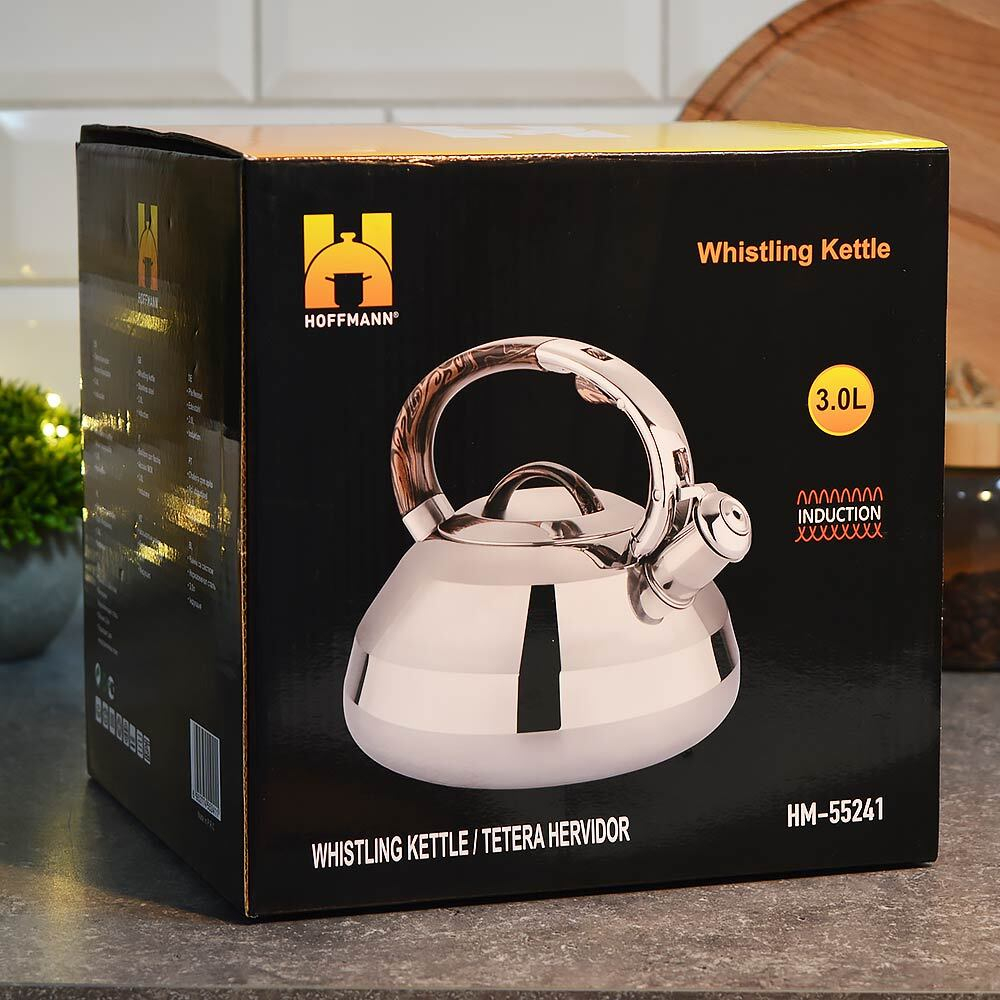 Чайник 3л со свистком, темно-коричневая ручка, индукция, НМ 55241