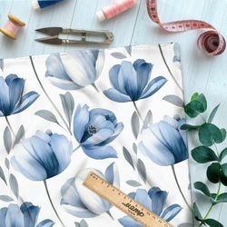 Ткань премиум атлас пастельные тюльпаны