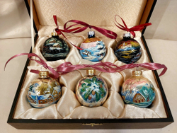Набор елочных шаров  с ручной росписью Палех  №12