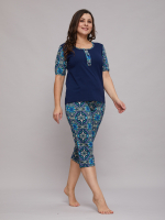 Футболка Ф-063Х/тсиний-зеленарабеска