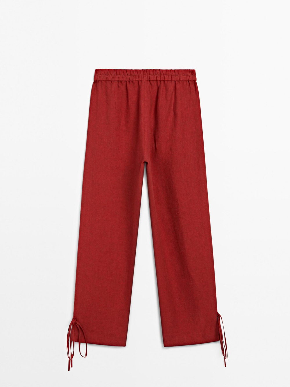 Massimo Dutti Брюки из 100% льна с бантом, темно-розовый