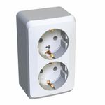 Schneider Electric ЭТЮД Белый Розетка 2-местная открытая установка с заземляющими контактами PA16-007B