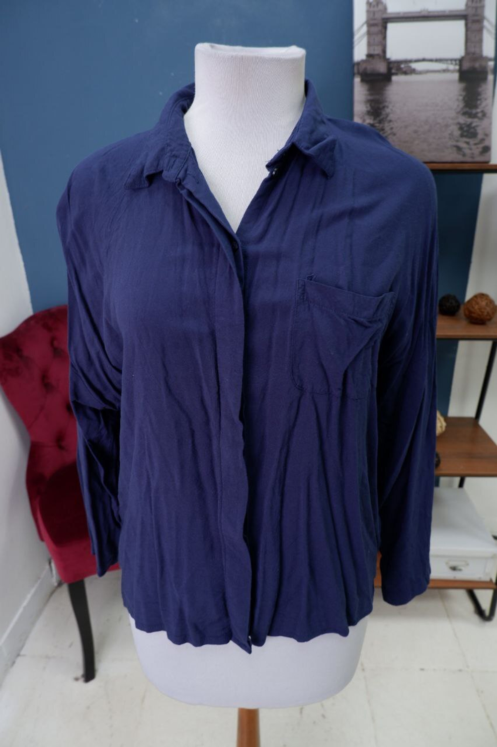 Рубашка темно-синяя 46 размер
