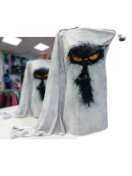 Кулирка с лайкрой Купон Чернильный кот 80см