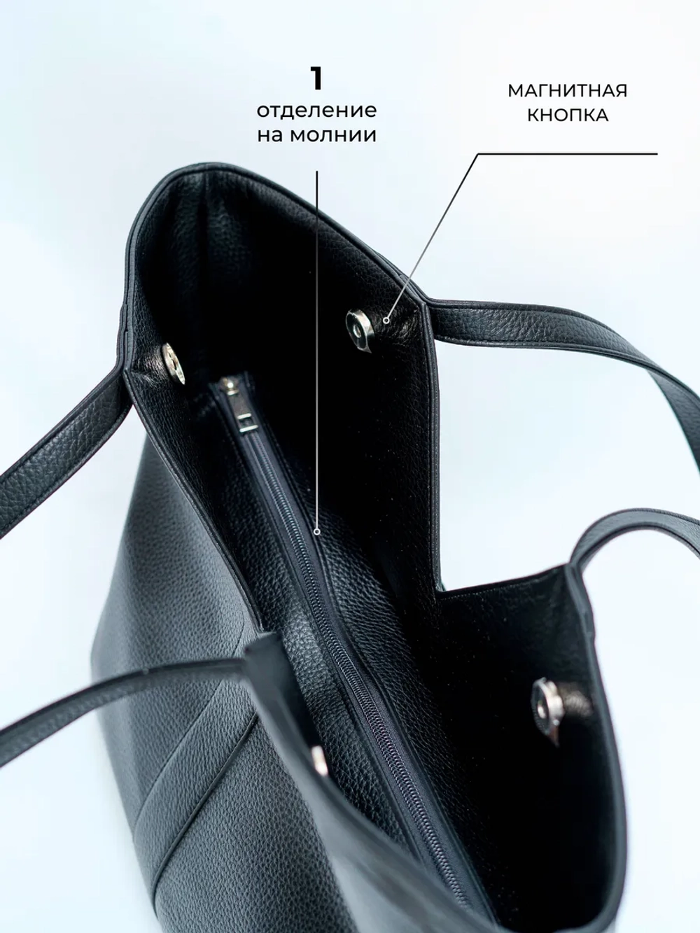 Сумка шоппер через плечо большая на молнии