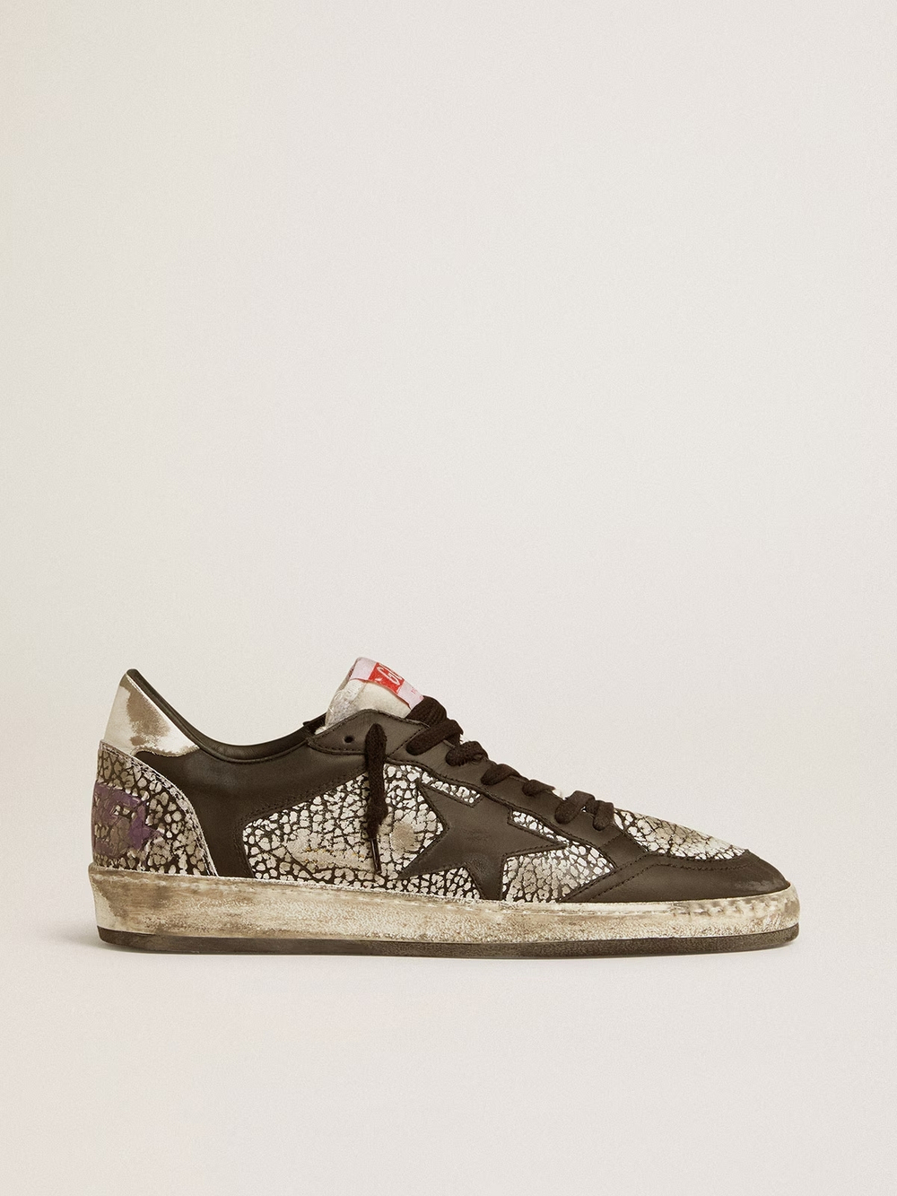 Men’s Ball Star in elephant-print leather with black leather star