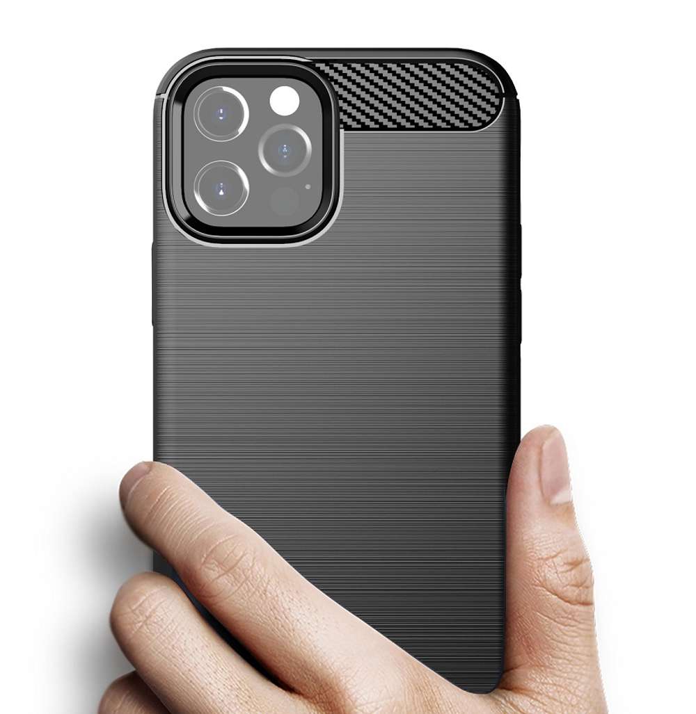 Защитный чехол черного цвета на iPhone 12 и 12 Pro, серия Carbon от Caseport