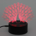 Светильник ночник «3D-Павлин» на пластиковой подставке, с включателем USB