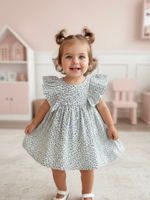 Платье из муслина для малышек «Цветочное», цвет голубой