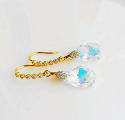 Серьги капли с австрийскими кристаллами на выпускной