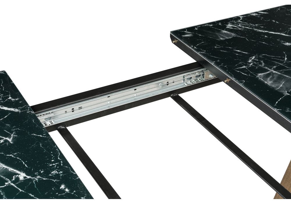 Стол на тумбе Иматра 140(180)х80х76 мрамор черный / черная шагрень