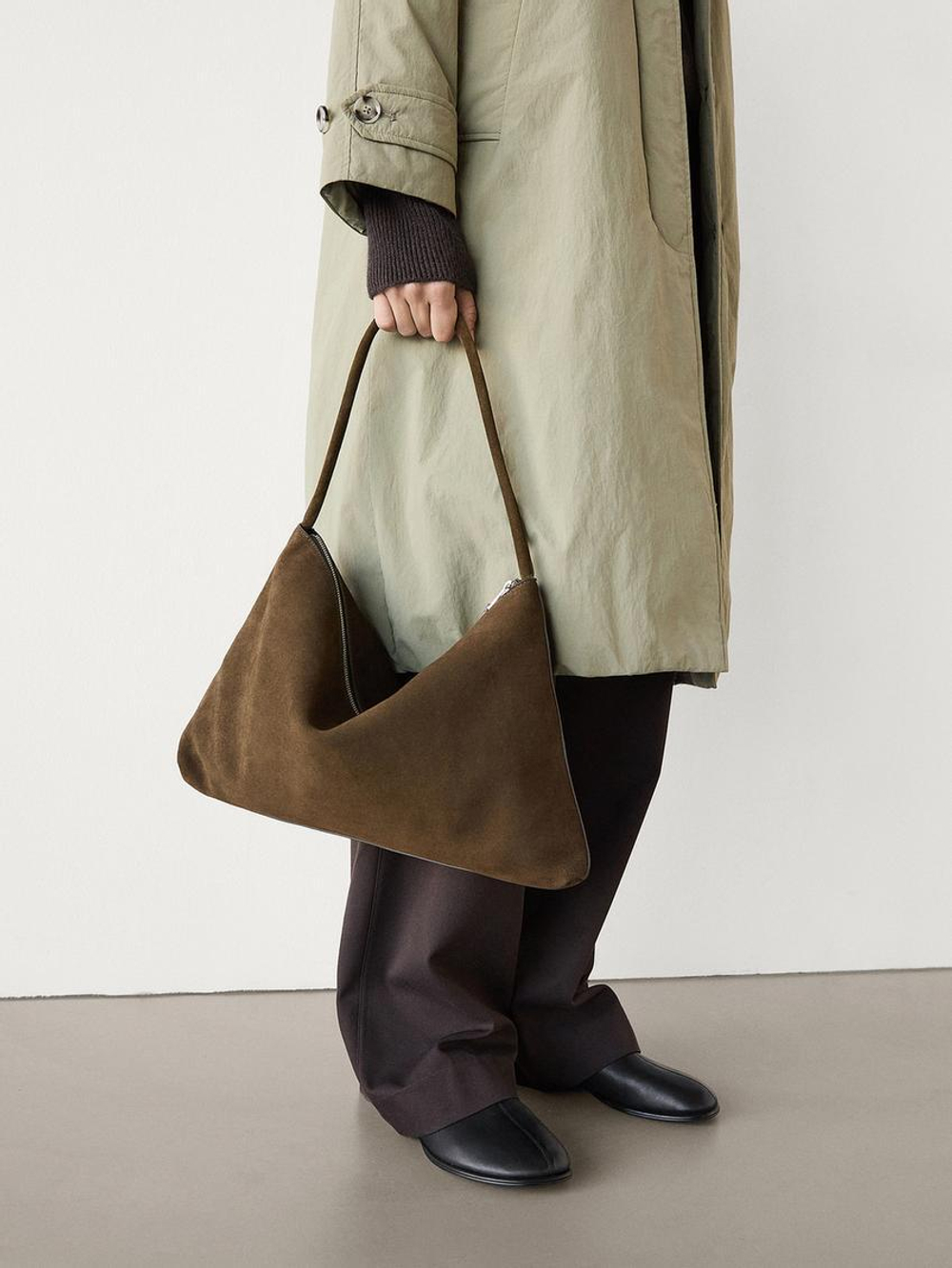 Massimo Dutti Замшевая сумка, хаки