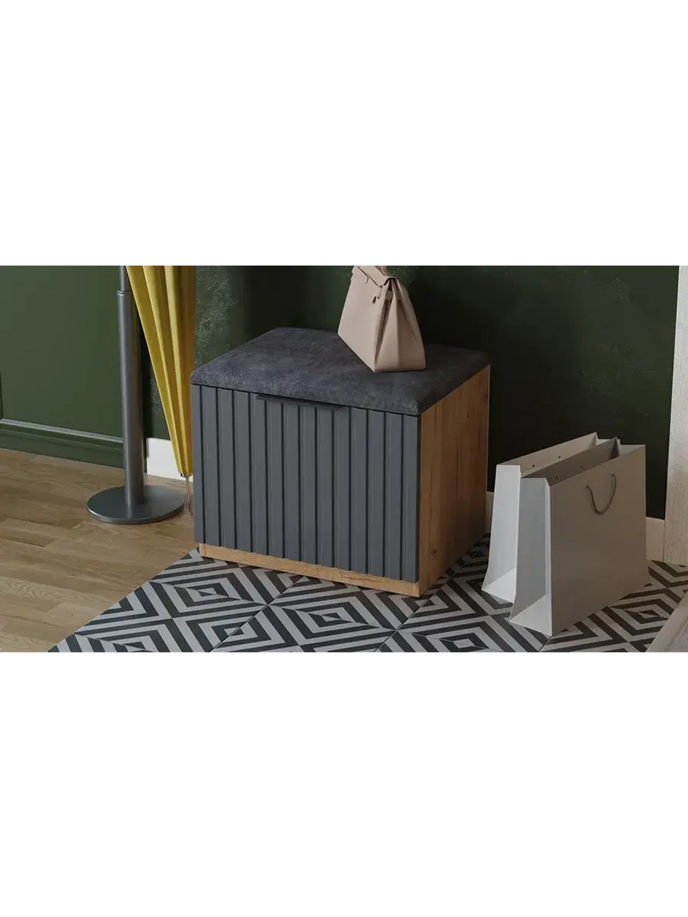 Прихожая с зеркалом Дуб Крафт золотой 245х43х226