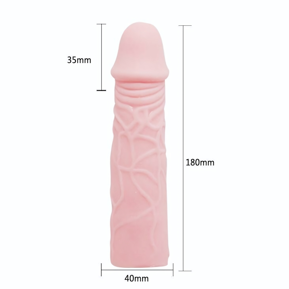 Удлиняющая насадка на пенис телесного цвета - 18 см. (Цвет: телесный)