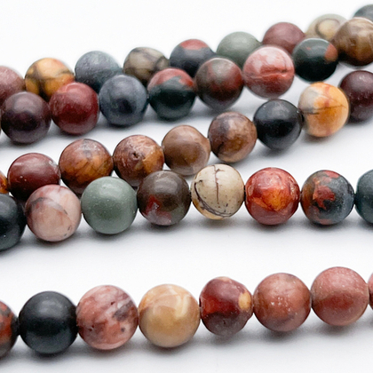 "Яшма пикассо" бусины, диаметр около 6,1-6,3 мм, цена за нить 38 см