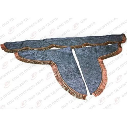 Шторка кабины /Г-3302, 2705/ 1.5 м бархат серый без надписи + боковые (Газелист52)