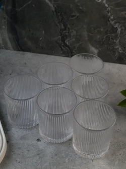 Набор ребристых бокалов для виски, 350 мл. 6 шт. Прозрачные